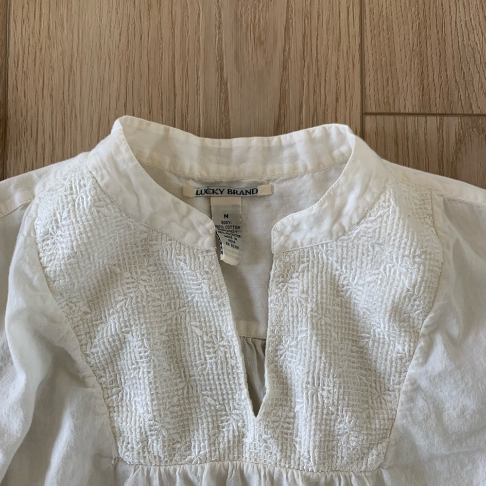 Lucky Brand White Textured Blouse